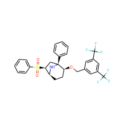 O=S(=O)(c1ccccc1)[C@H]1C[C@@]2(c3ccccc3)N[C@H]1CC[C@@H]2OCc1cc(C(F)(F)F)cc(C(F)(F)F)c1 ZINC000101075290