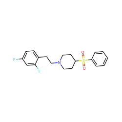 O=S(=O)(c1ccccc1)C1CCN(CCc2ccc(F)cc2F)CC1 ZINC000013472071