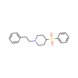 O=S(=O)(c1ccccc1)C1CCN(CCc2ccccc2)CC1 ZINC000013472072