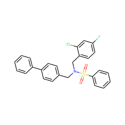 O=S(=O)(c1ccccc1)N(Cc1ccc(-c2ccccc2)cc1)Cc1ccc(F)cc1Cl ZINC000049072291