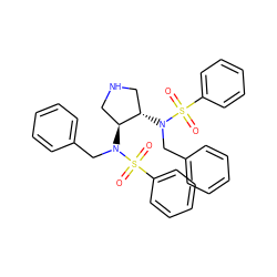 O=S(=O)(c1ccccc1)N(Cc1ccccc1)[C@H]1CNC[C@@H]1N(Cc1ccccc1)S(=O)(=O)c1ccccc1 ZINC000016052392