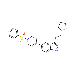 O=S(=O)(c1ccccc1)N1CC=C(c2ccc3[nH]cc(CCN4CCCC4)c3c2)CC1 ZINC000013589453