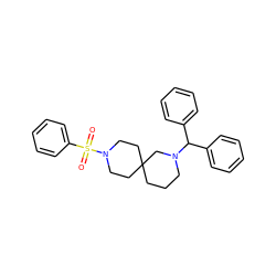 O=S(=O)(c1ccccc1)N1CCC2(CCCN(C(c3ccccc3)c3ccccc3)C2)CC1 ZINC000003955831