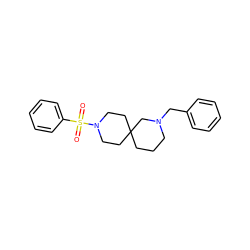 O=S(=O)(c1ccccc1)N1CCC2(CCCN(Cc3ccccc3)C2)CC1 ZINC000003956308