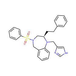 O=S(=O)(c1ccccc1)N1Cc2ccccc2N(Cc2c[nH]cn2)[C@H](CCc2ccccc2)C1 ZINC000025982899