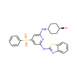 O=S(=O)(c1ccccc1)c1cc(Nc2nc3ccccc3s2)nc(N[C@H]2CC[C@H](O)CC2)c1 ZINC000299834280