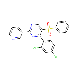 O=S(=O)(c1ccccc1)c1cnc(-c2cccnc2)nc1-c1ccc(Cl)cc1Cl ZINC000001402866