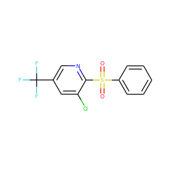 O=S(=O)(c1ccccc1)c1ncc(C(F)(F)F)cc1Cl ZINC000001392020