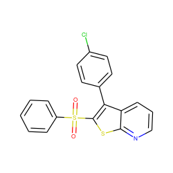 O=S(=O)(c1ccccc1)c1sc2ncccc2c1-c1ccc(Cl)cc1 ZINC000138688250