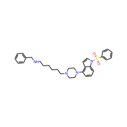 O=S(=O)(c1ccccc1)n1ccc2c(N3CCN(CCCCCCNCc4ccccc4)CC3)cccc21 ZINC001772615155