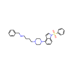 O=S(=O)(c1ccccc1)n1ccc2c(N3CCN(CCCCNCc4ccccc4)CC3)cccc21 ZINC001772629576