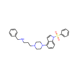 O=S(=O)(c1ccccc1)n1ccc2c(N3CCN(CCCNCc4ccccc4)CC3)cccc21 ZINC001772634351