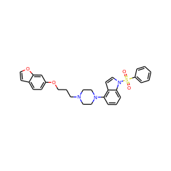 O=S(=O)(c1ccccc1)n1ccc2c(N3CCN(CCCOc4ccc5ccoc5c4)CC3)cccc21 ZINC000206275042