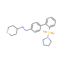 O=S(=O)(c1ccccc1-c1ccc(CNC2CCOCC2)cc1)N1CCCC1 ZINC000072114831