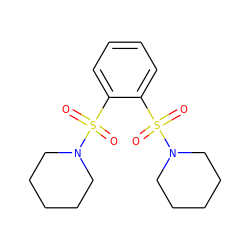 O=S(=O)(c1ccccc1S(=O)(=O)N1CCCCC1)N1CCCCC1 ZINC000002499695