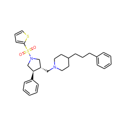 O=S(=O)(c1cccs1)N1C[C@H](CN2CCC(CCCc3ccccc3)CC2)[C@@H](c2ccccc2)C1 ZINC000026837002