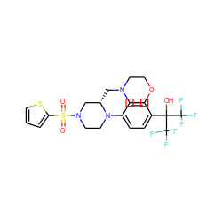 O=S(=O)(c1cccs1)N1CCN(c2ccc(C(O)(C(F)(F)F)C(F)(F)F)cc2)[C@@H](CN2CCOCC2)C1 ZINC000103238904