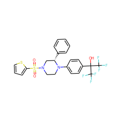 O=S(=O)(c1cccs1)N1CCN(c2ccc(C(O)(C(F)(F)F)C(F)(F)F)cc2)[C@@H](c2ccccc2)C1 ZINC000103238938