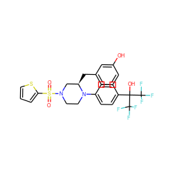 O=S(=O)(c1cccs1)N1CCN(c2ccc(C(O)(C(F)(F)F)C(F)(F)F)cc2)[C@H](Cc2cccc(O)c2)C1 ZINC000103238869