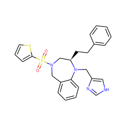 O=S(=O)(c1cccs1)N1Cc2ccccc2N(Cc2c[nH]cn2)[C@H](CCc2ccccc2)C1 ZINC000025981456