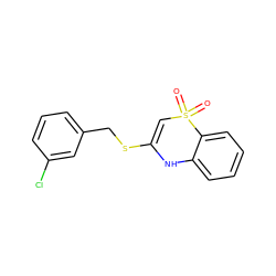 O=S1(=O)C=C(SCc2cccc(Cl)c2)Nc2ccccc21 ZINC000001406153