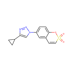 O=S1(=O)C=Cc2cc(-n3cc(C4CC4)nn3)ccc2O1 ZINC000103241874