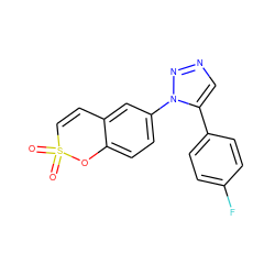 O=S1(=O)C=Cc2cc(-n3nncc3-c3ccc(F)cc3)ccc2O1 ZINC000103241918