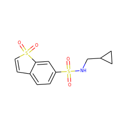 O=S1(=O)C=Cc2ccc(S(=O)(=O)NCC3CC3)cc21 ZINC000028524809