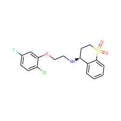 O=S1(=O)CC[C@H](NCCOc2cc(F)ccc2Cl)c2ccccc21 ZINC000141948829