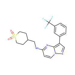 O=S1(=O)CCC(CNc2ccn3ncc(-c4cccc(C(F)(F)F)c4)c3n2)CC1 ZINC000113134224