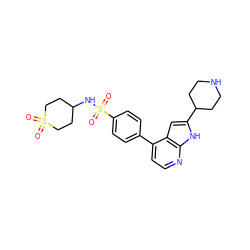 O=S1(=O)CCC(NS(=O)(=O)c2ccc(-c3ccnc4[nH]c(C5CCNCC5)cc34)cc2)CC1 ZINC000095555052