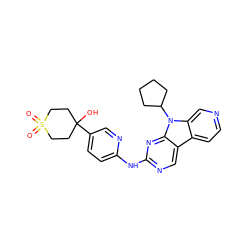 O=S1(=O)CCC(O)(c2ccc(Nc3ncc4c5ccncc5n(C5CCCC5)c4n3)nc2)CC1 ZINC000117686208