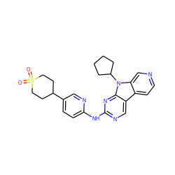 O=S1(=O)CCC(c2ccc(Nc3ncc4c5ccncc5n(C5CCCC5)c4n3)nc2)CC1 ZINC000117686773