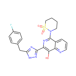 O=S1(=O)CCCCN1c1nc(-c2n[nH]c(Cc3ccc(F)cc3)n2)c(O)c2ncccc12 ZINC000040845574