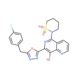 O=S1(=O)CCCCN1c1nc(-c2nnc(Cc3ccc(F)cc3)o2)c(O)c2ncccc12 ZINC000040380798