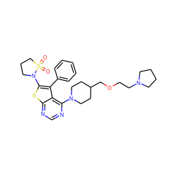 O=S1(=O)CCCN1c1sc2ncnc(N3CCC(COCCN4CCCC4)CC3)c2c1-c1ccccc1 ZINC000653671420