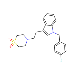 O=S1(=O)CCN(CCc2cn(Cc3ccc(F)cc3)c3ccccc23)CC1 ZINC000020366798