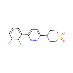 O=S1(=O)CCN(c2ccc(-c3cccc(Cl)c3Cl)nn2)CC1 ZINC000045392285