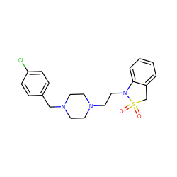 O=S1(=O)Cc2ccccc2N1CCN1CCN(Cc2ccc(Cl)cc2)CC1 ZINC000022941359