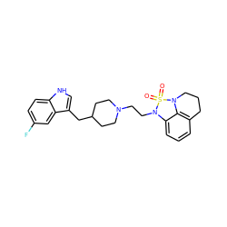 O=S1(=O)N(CCN2CCC(Cc3c[nH]c4ccc(F)cc34)CC2)c2cccc3c2N1CCC3 ZINC000000597802