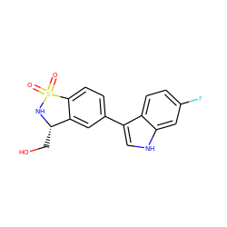 O=S1(=O)N[C@@H](CO)c2cc(-c3c[nH]c4cc(F)ccc34)ccc21 ZINC001772585470