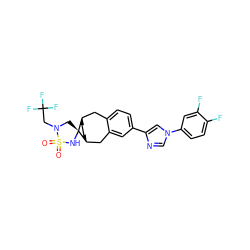 O=S1(=O)N[C@]2(CN1CC(F)(F)F)[C@H]1CC[C@@H]2Cc2cc(-c3cn(-c4ccc(F)c(F)c4)cn3)ccc2C1 ZINC000042889376