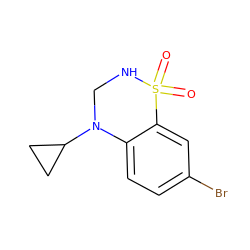 O=S1(=O)NCN(C2CC2)c2ccc(Br)cc21 ZINC000096940391