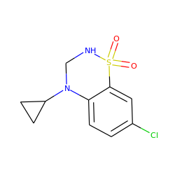 O=S1(=O)NCN(C2CC2)c2ccc(Cl)cc21 ZINC000096940390