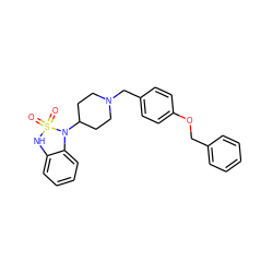 O=S1(=O)Nc2ccccc2N1C1CCN(Cc2ccc(OCc3ccccc3)cc2)CC1 ZINC000028385919