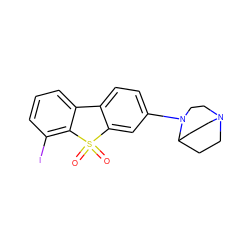 O=S1(=O)c2cc(N3CCN4CCC3CC4)ccc2-c2cccc(I)c21 ZINC000169308806