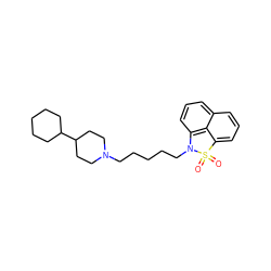 O=S1(=O)c2cccc3cccc(c23)N1CCCCCN1CCC(C2CCCCC2)CC1 ZINC000013531210