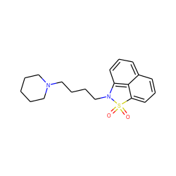 O=S1(=O)c2cccc3cccc(c23)N1CCCCN1CCCCC1 ZINC000013531191