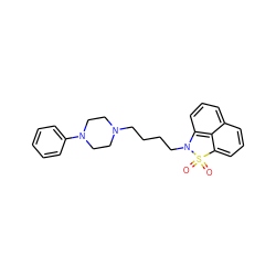 O=S1(=O)c2cccc3cccc(c23)N1CCCCN1CCN(c2ccccc2)CC1 ZINC000013531200