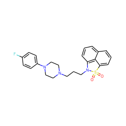 O=S1(=O)c2cccc3cccc(c23)N1CCCN1CCN(c2ccc(F)cc2)CC1 ZINC000000597400